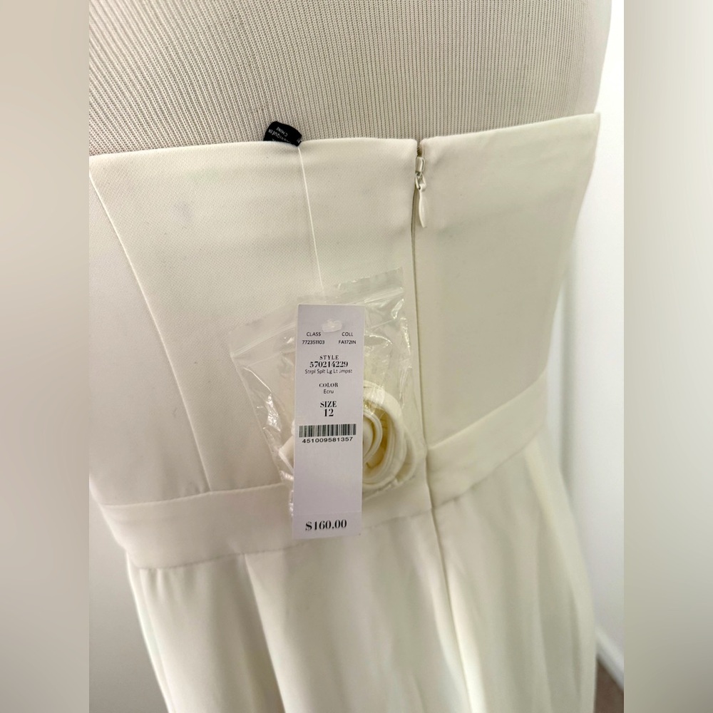 NEW w/ Tags White House Black Market Elegant Strapless Cream Jumpsuit Size 12 - Picture 3 of 4